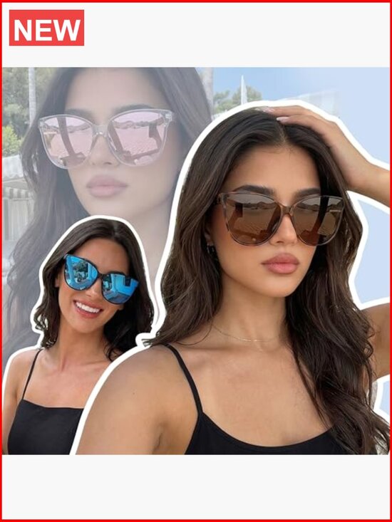 Polarized Oversized Cat Eye Sunglasses UV400 Protection Lightweight Retro main image 7